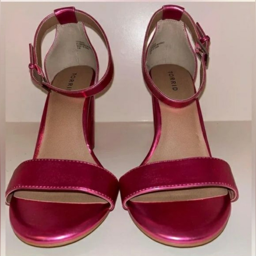 TORRID Metallic Pink Ankle Strap Heels, Size 9WW